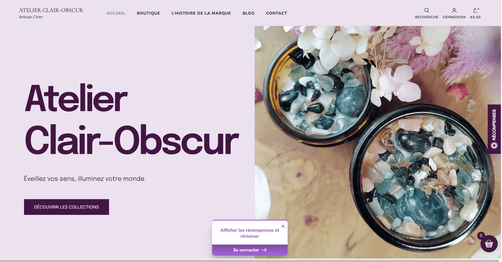 création de site web auteur. Réalisation Atelier Clair-Obscur