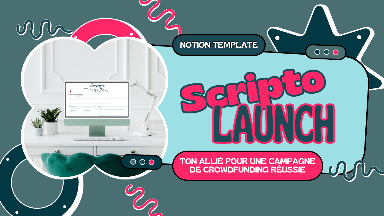 Illustration de l'espace de travail ScriptoSuite sur Notion spécialement conçu pour les écrivains en auto-édition.. Esquiss'Plume